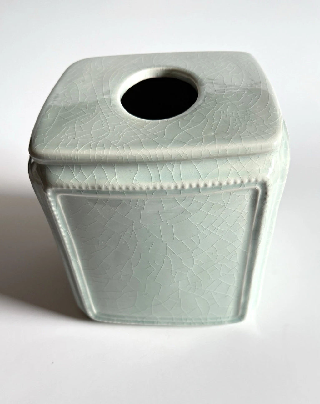 RAYMOND WAITES Ceramic Tissue Box Cover – Celadon Green Crackle Glaze – Rare | eBay