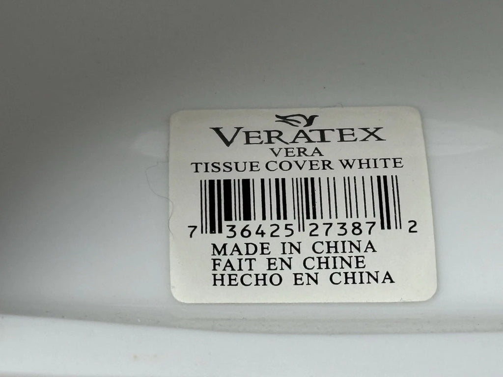 Veratex Ceramic Tissue Box Cover White Blue Roses Silver Trim Gray Leaves Mint | eBay
