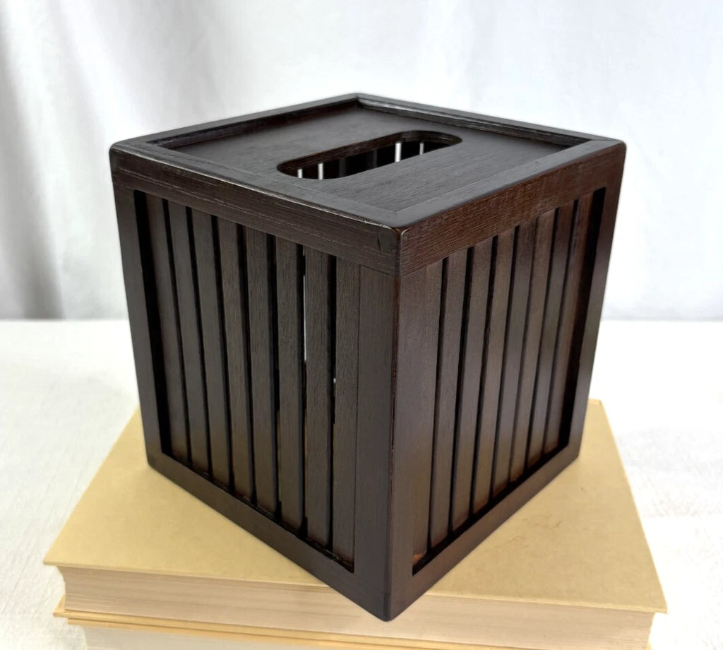 Wood Slats Brown Square Tissue Box Cover | eBay