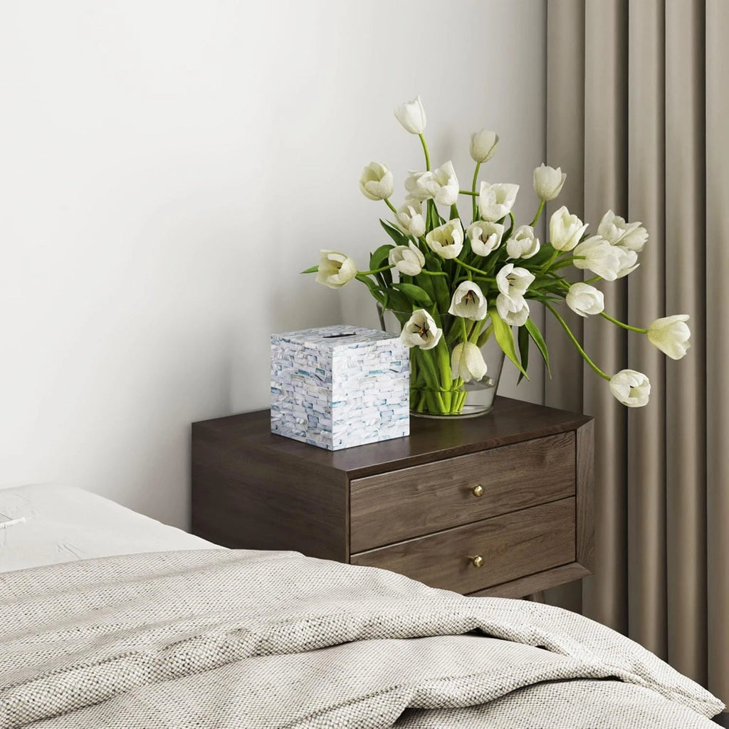 5.9” Cube Mother of Pearl Tissue Box Cover, Decorative Napkin Dispenser | eBay