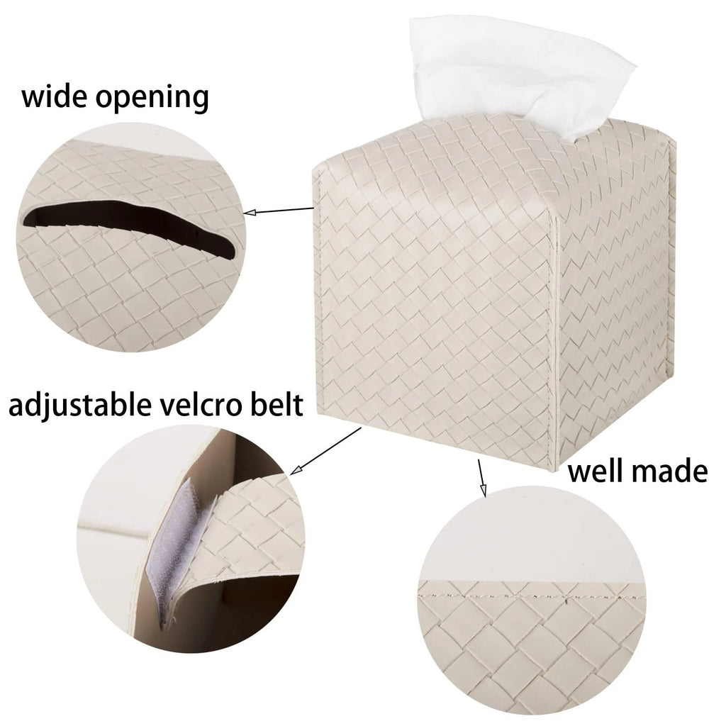 Tissue Box Cover PU Leather Tissue Holder Square Facial Tissue Case Facial Pa... | eBay