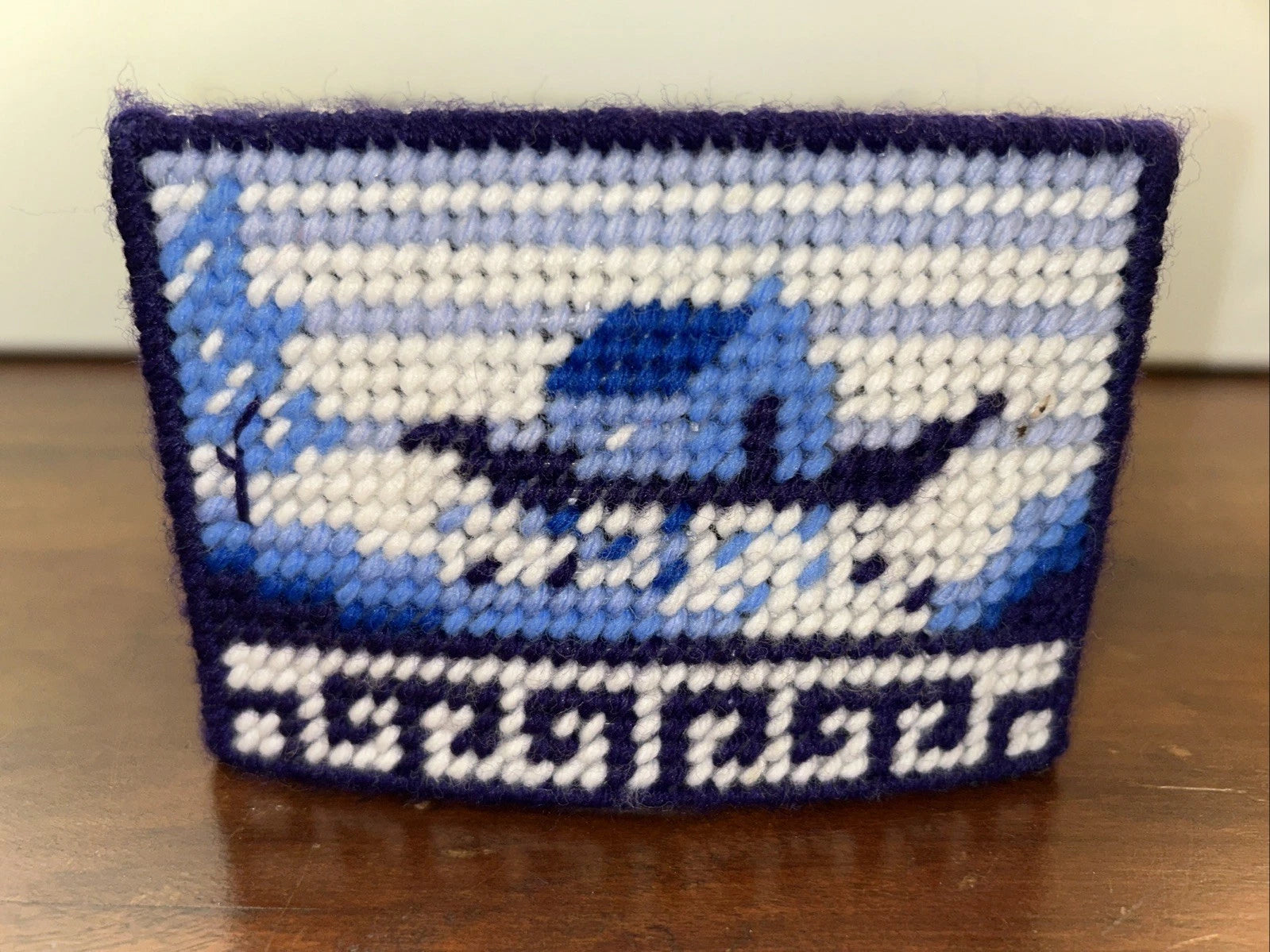 Vtg Tissue Box Cover Needlepoint Handmade Plastic Canvas Rectangle Blue Willow | eBay