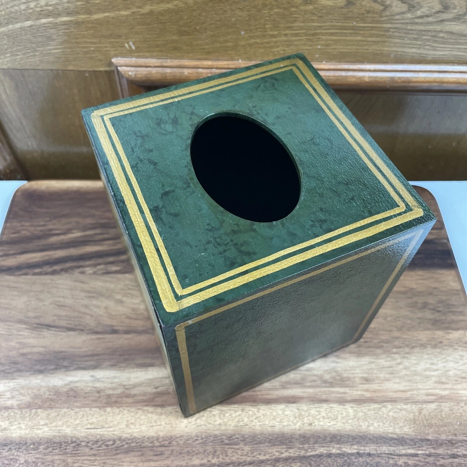 Hippo African Safari Antique Painted Print Animal Wood Green Tissue Box Cover | eBay