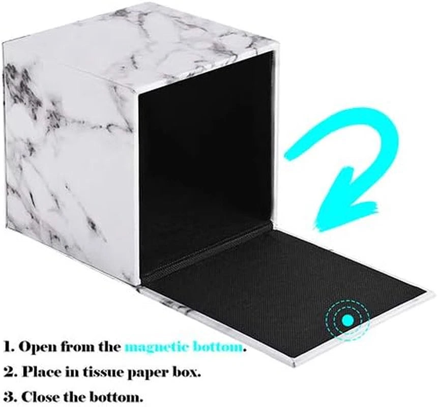 Tissue Box Cover, Square, Modern Marble Style, Marble Stripes, PU Leather & Wood | eBay