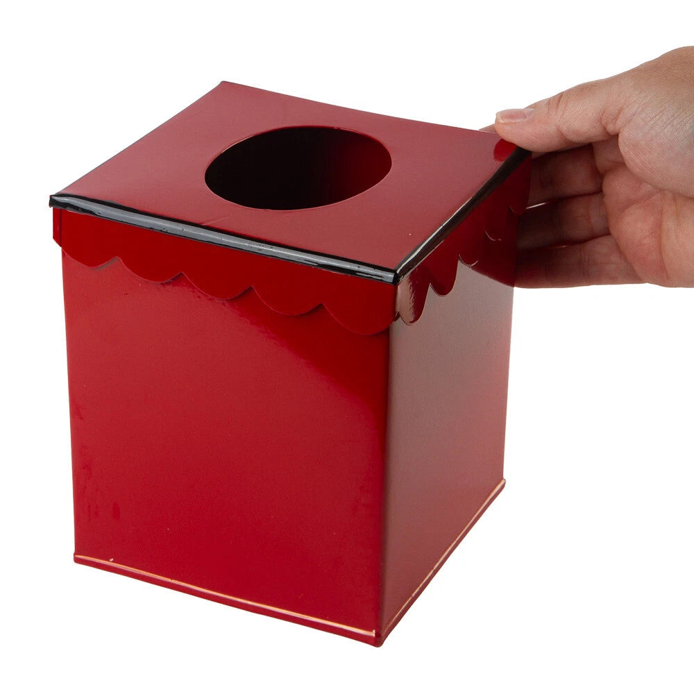 Set of 2 Red Enamel 5" Square Metal Tissue Box Covers | eBay