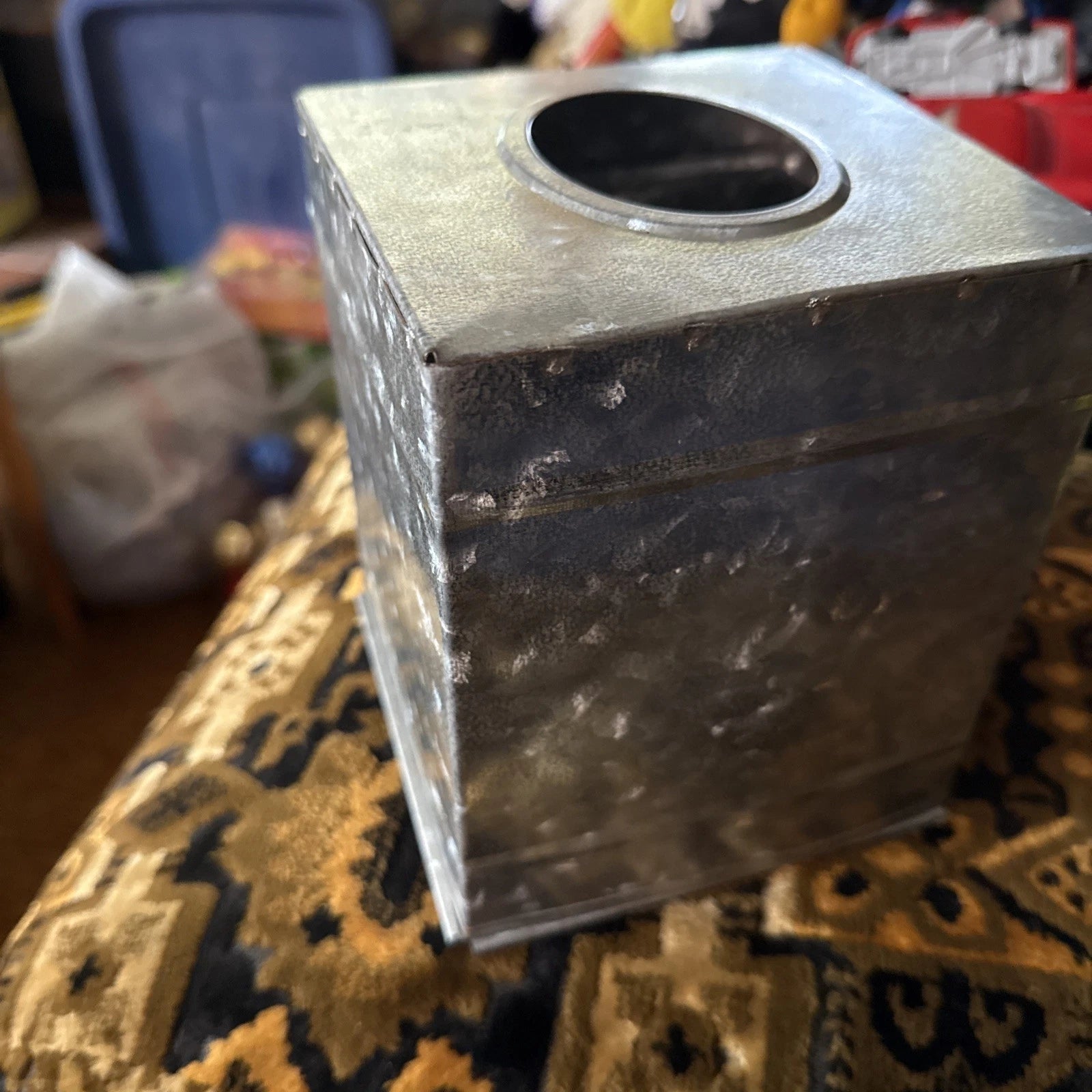 Tissue Box Cover Square Rustic Galvanized Metal Tissue Box Holder | eBay