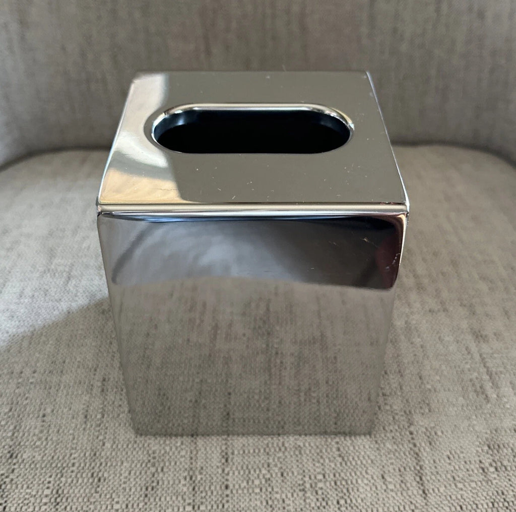 Square Metal Silver Tone Facial Tissue Box Cover Holder | eBay