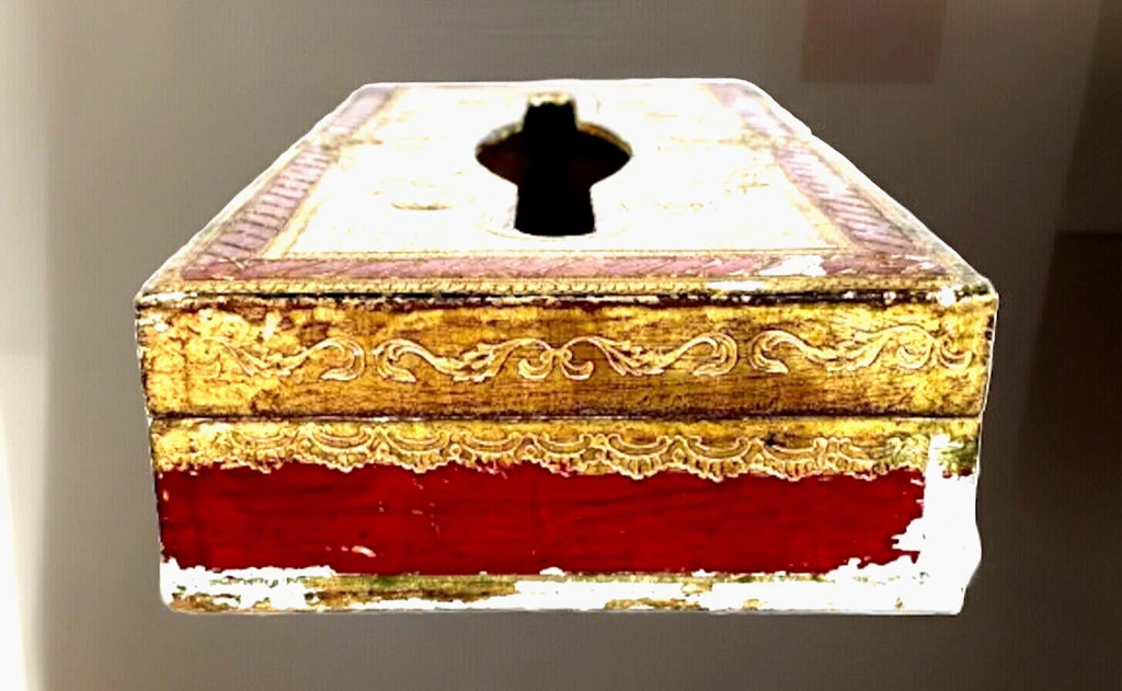 Vintage Red & Gold Tole Painted Tissue Holder/Box Florentine Italy | eBay