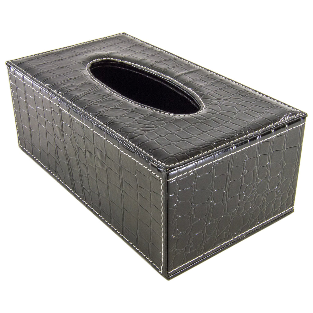 PU Leather Tissue Box Cover Holder for 3.1" Tall Tissue Boxes (Black Crocodile) | eBay