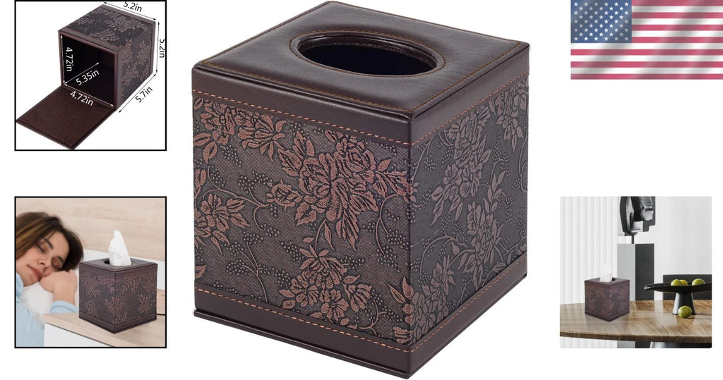 Elegant Leather Tissue Box Cover – Modern Square Design with Magnet Closure | eBay