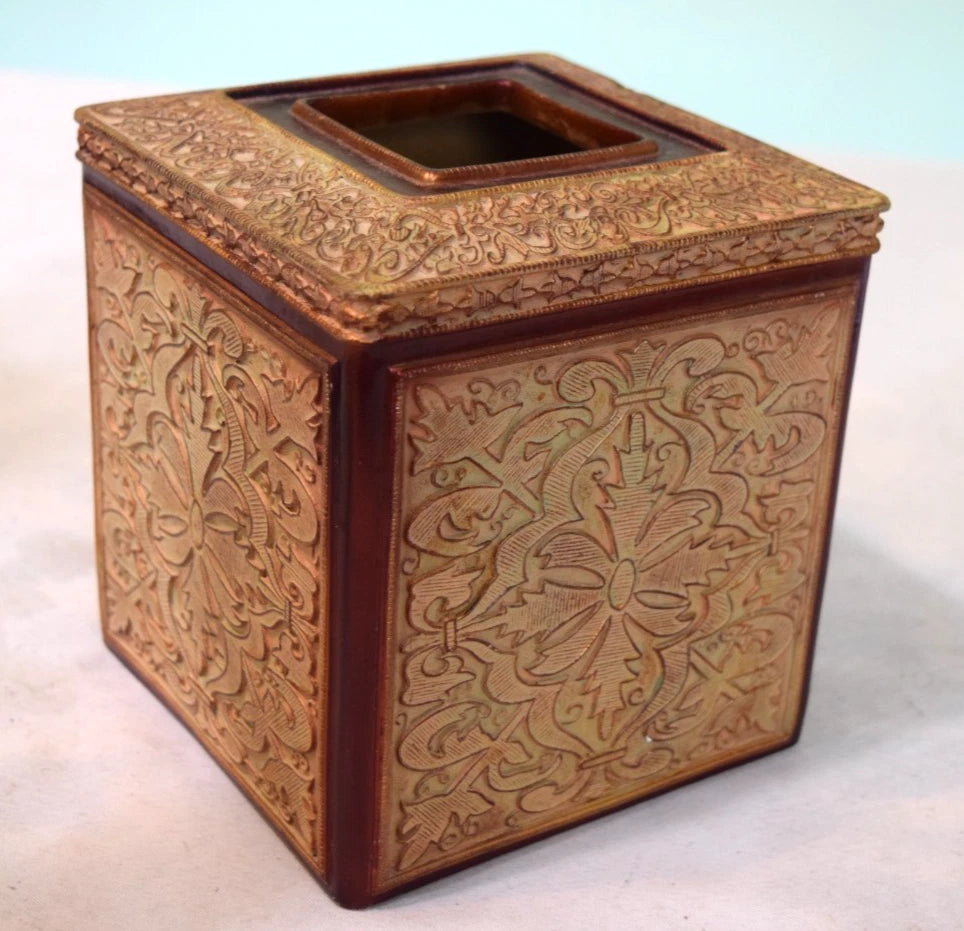 Vtg Global Springs French Country Tissue Box Cover Burgundy & Gold Ceramic | eBay