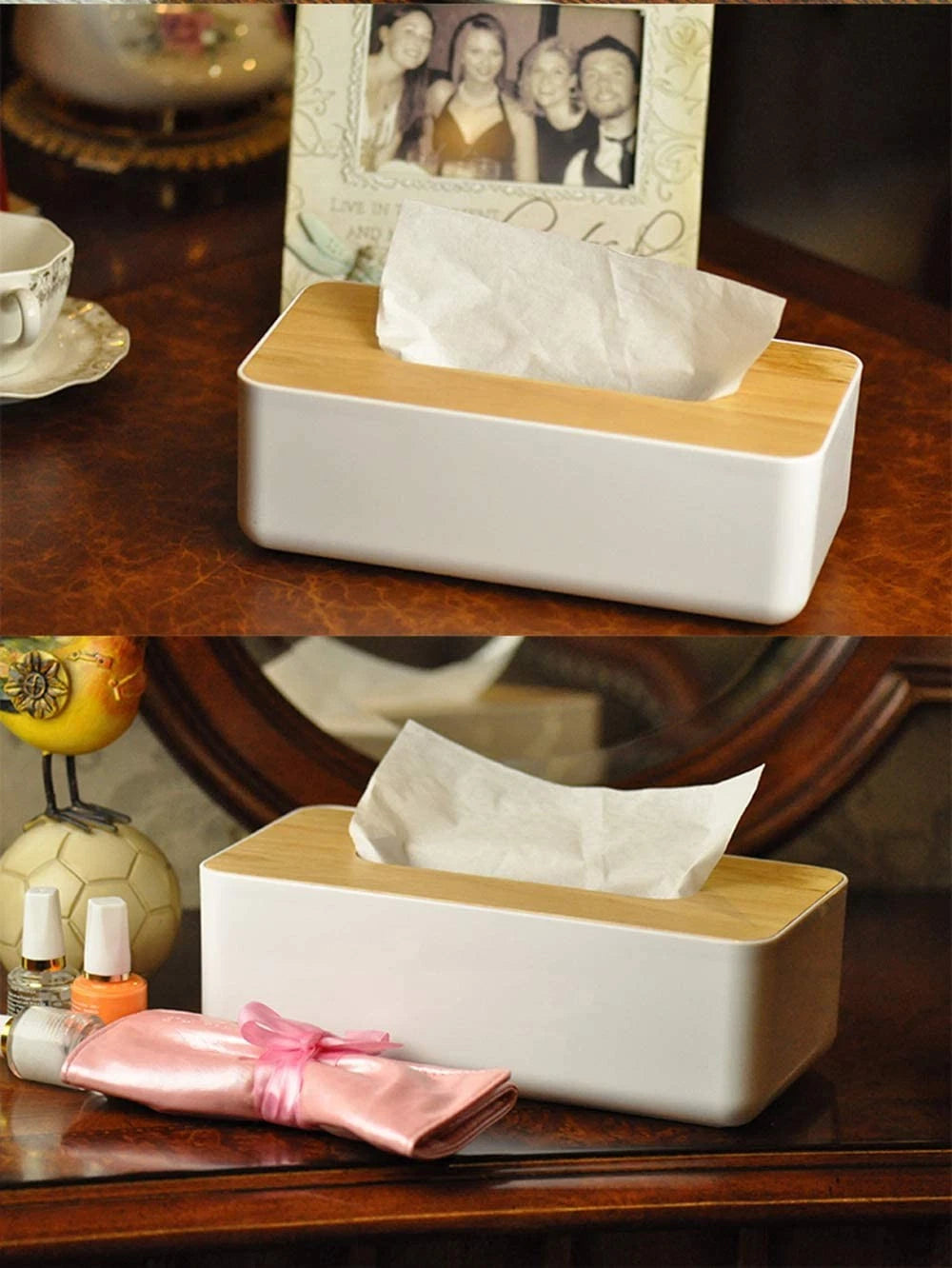 Wood Tissue Box Cover Gloves Box Holder Wooden Rectangular Tissue Box Holder ... | eBay