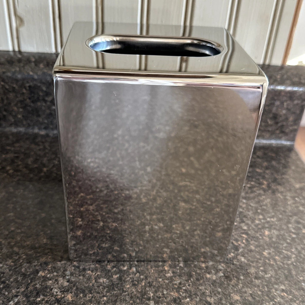 Square Metal Silver Tone Facial Tissue Box Cover Holder | eBay