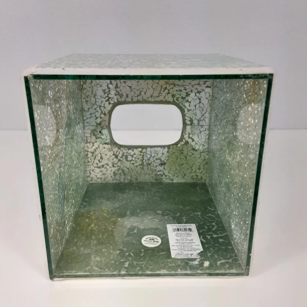 Crackle Mosaic Glass Tissue Box Cover Aqua White Pink Purple Square | eBay