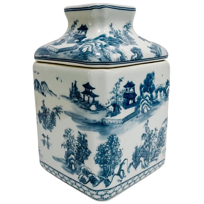 Blue & White Chinoiserie Ceramic Tissue Box Cover Chinoiserie Decor 8" | eBay
