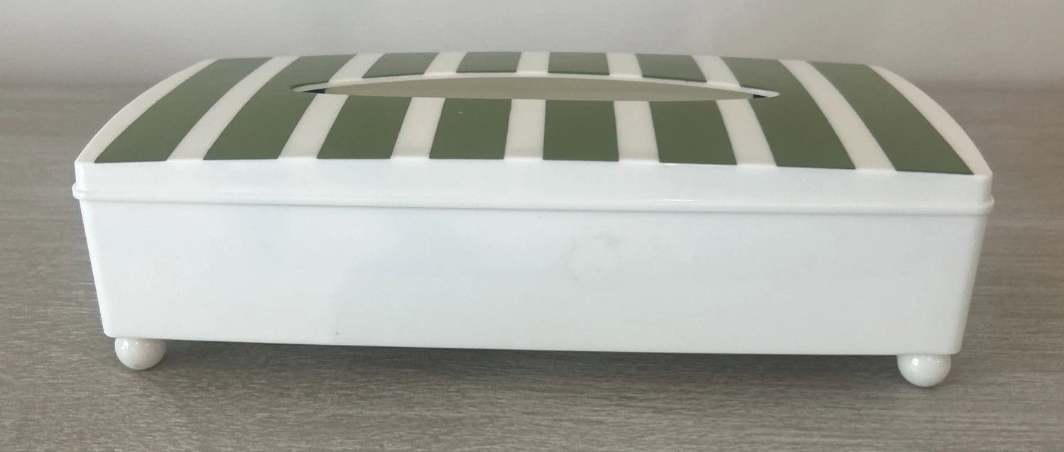 Beautiful Vintage Mitchell Gould MCM Green Striped Tissue Box Rare | eBay