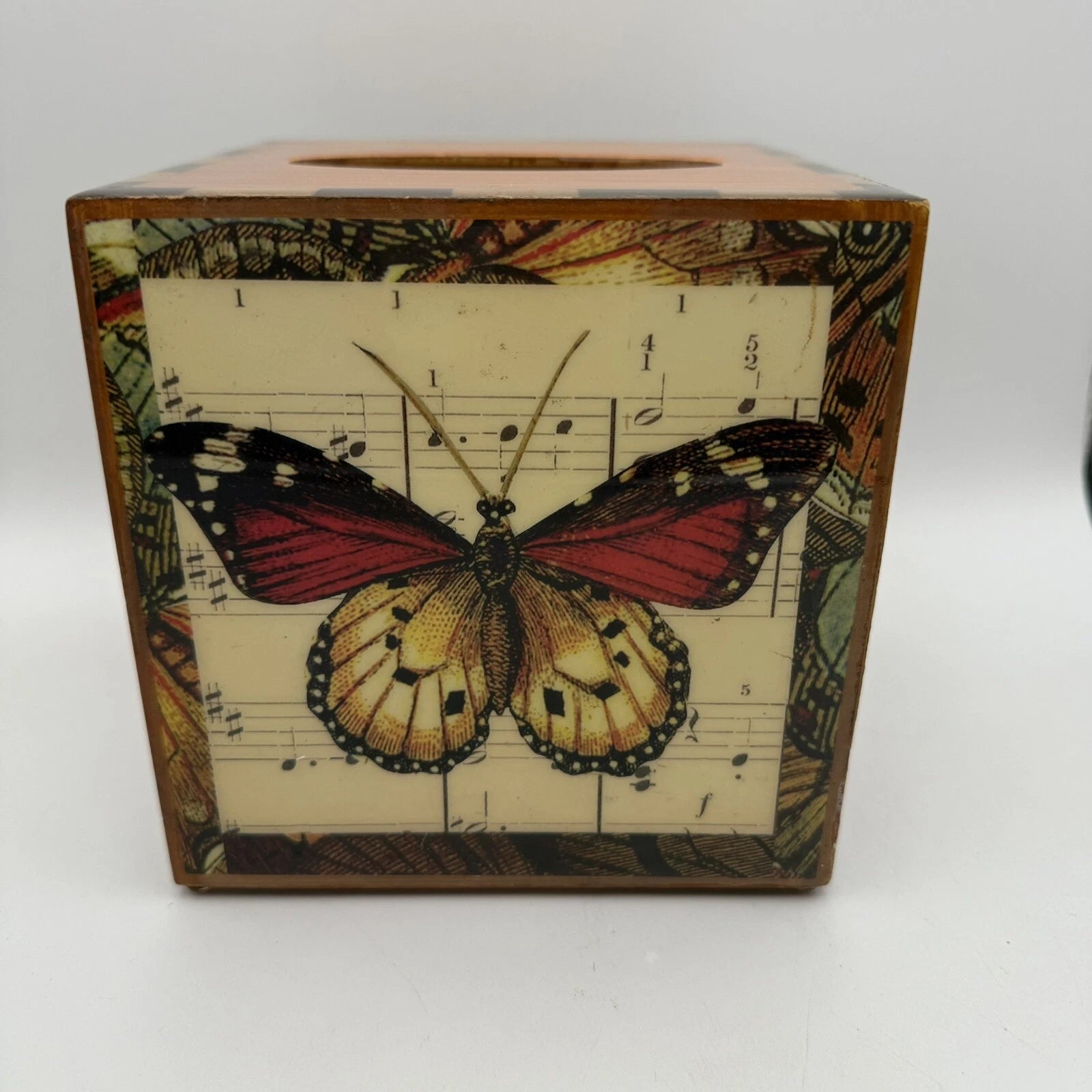 Annie Modica Butterfly Tissue Box Cover Decoupage Technique Hand Painted | eBay