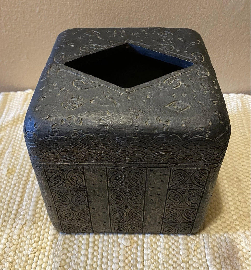 Cast Iron Decorative Tissue Box Holder Cover Brown Ancient Ornate Scroll Design | eBay