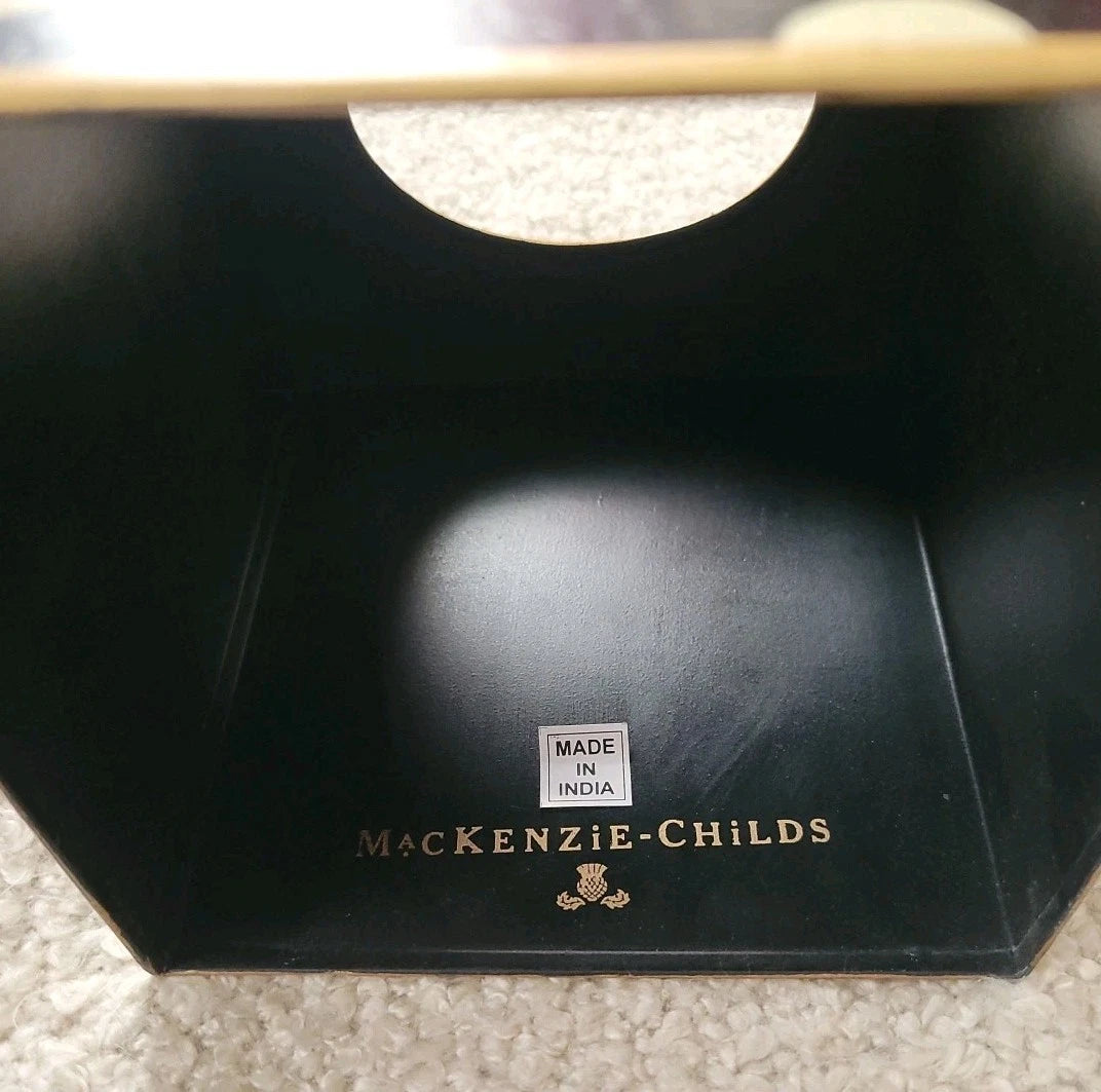 Mackenzie Childs Tissue Box Cover Dotty Polka Dot Boutique Black Cream Square | eBay