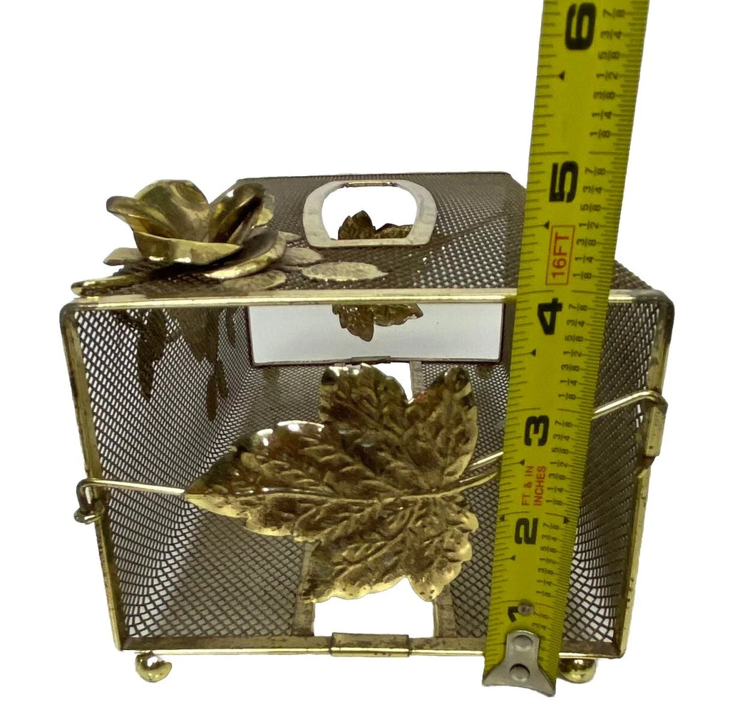 Facial Tissue Box Holder Filigree Floral Rose Wire Vanity Cover MCM Metal Mesh | eBay