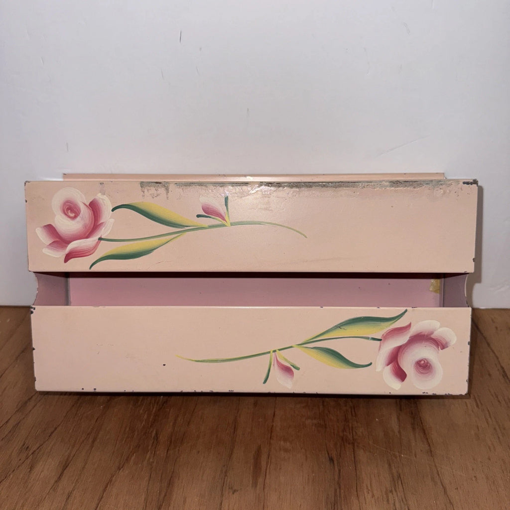 VTG Metal Pink Hand Painted Rose Wall Mount Tissue Holder/Box Holder | eBay