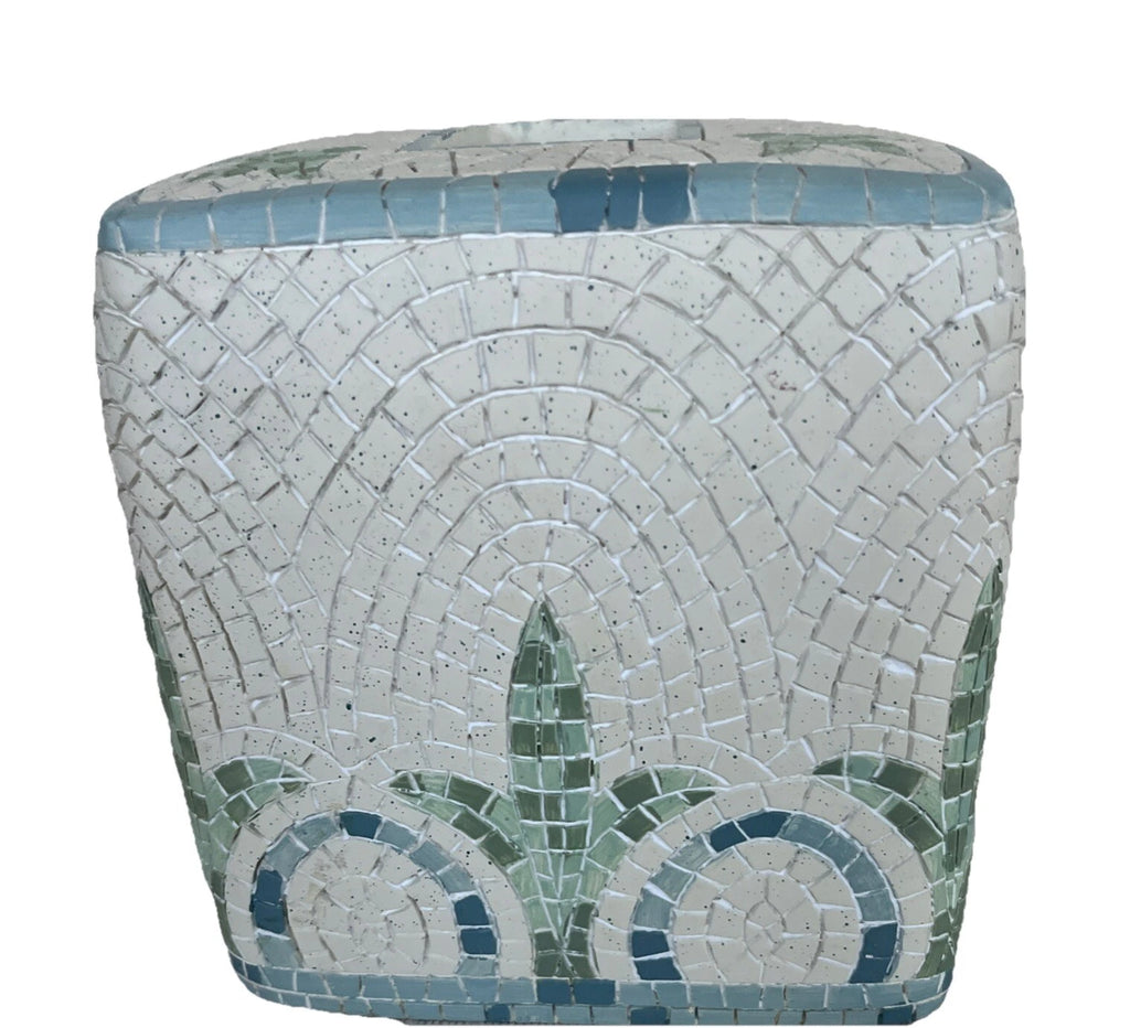 Croscill Tile Tissue Box Cover Sea Blue and Green EUC | eBay