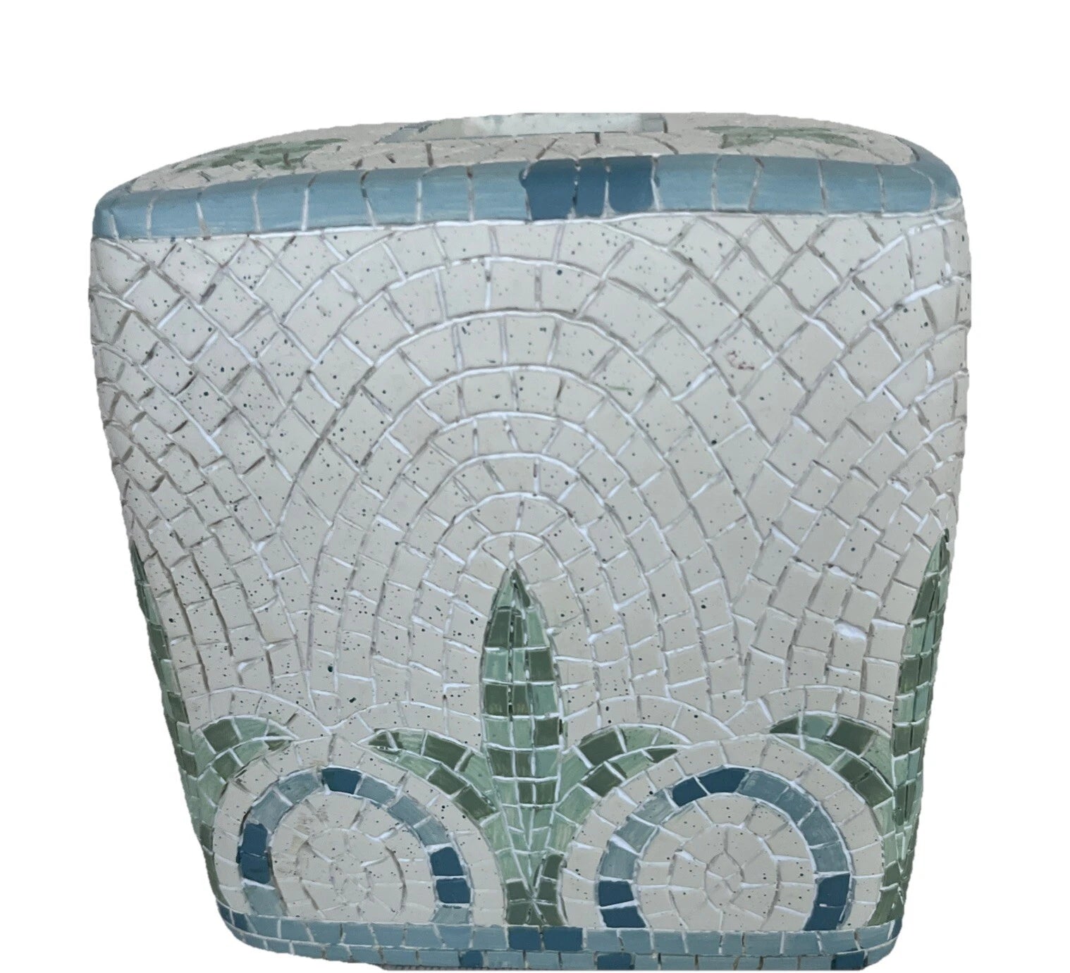 Croscill Tile Tissue Box Cover Sea Blue and Green EUC | eBay