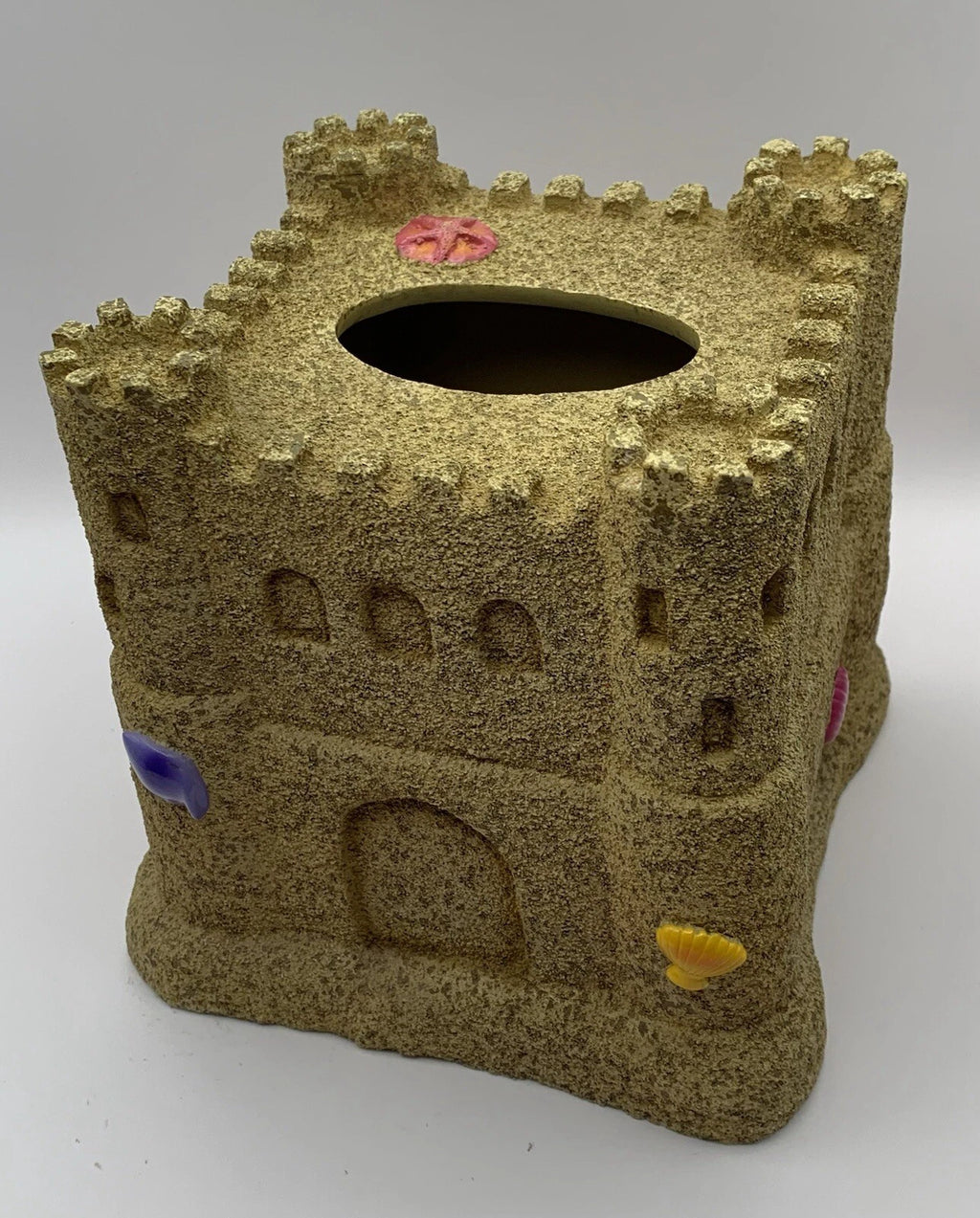 Sand castle tissue box cover.Heavy resin “sand” texture on outside surface.Beach | eBay