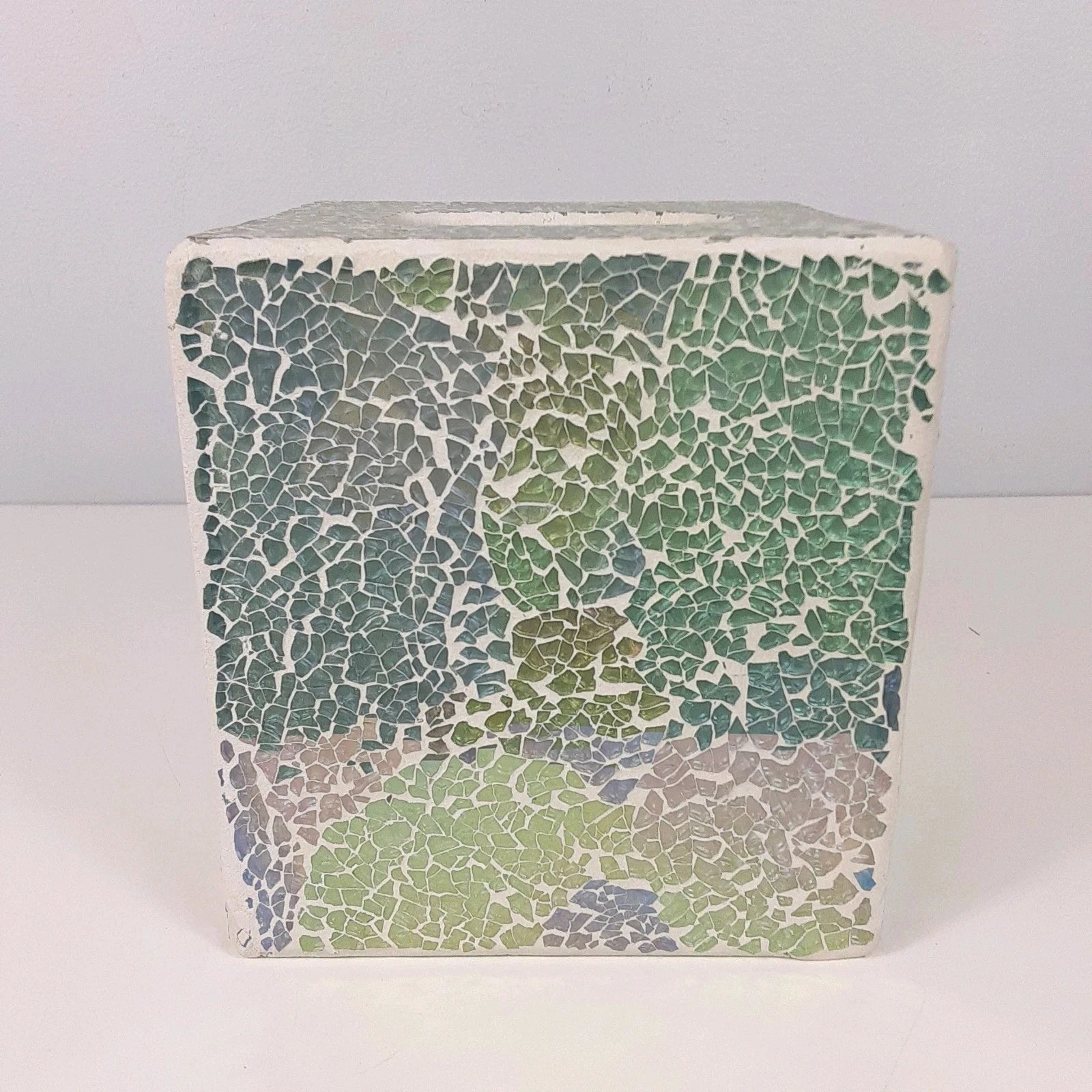 Crackle Mosaic Glass Tissue Box Cover Aqua White Pink Purple Square | eBay