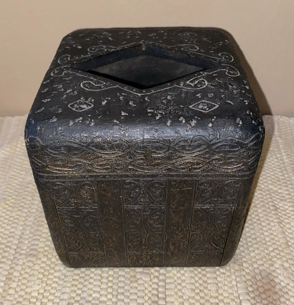Cast Iron Decorative Tissue Box Holder Cover Brown Ancient Ornate Scroll Design | eBay