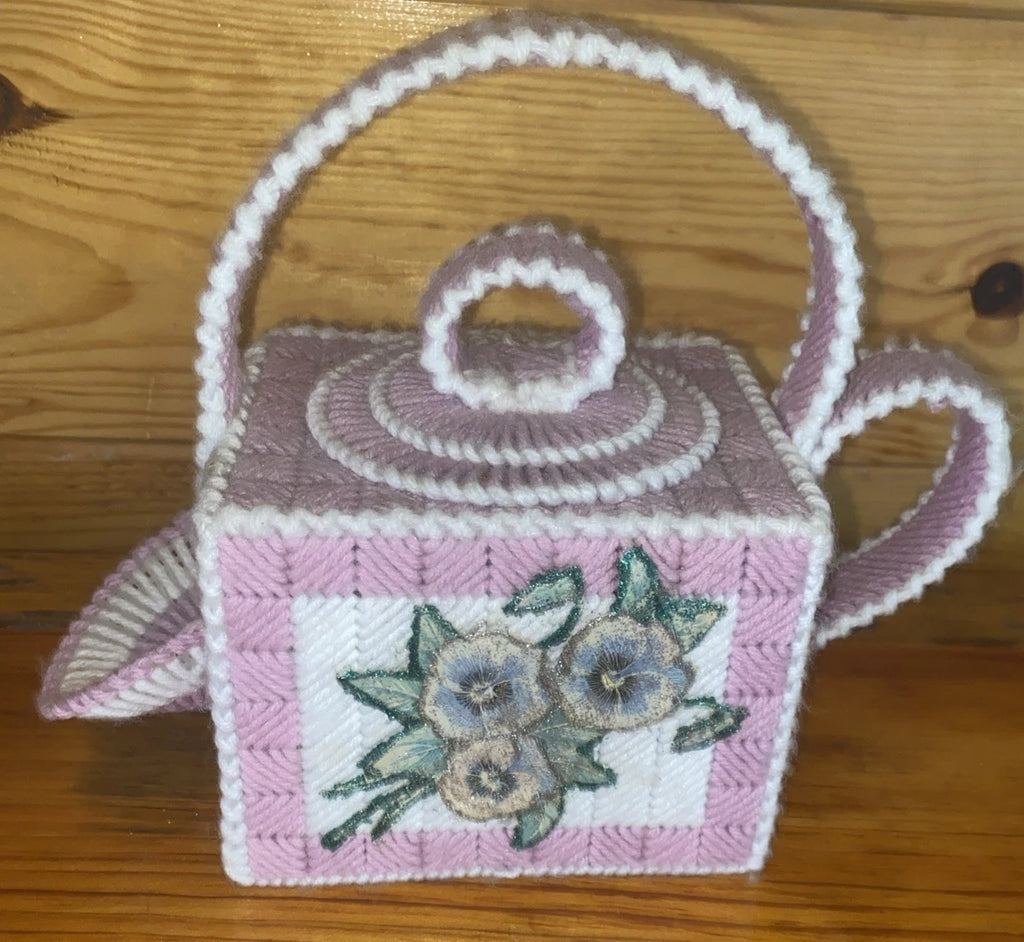 Vintage Needlepoint Kleenex Tissue Box Cover Tea Pot Hand Stitched NOS | eBay