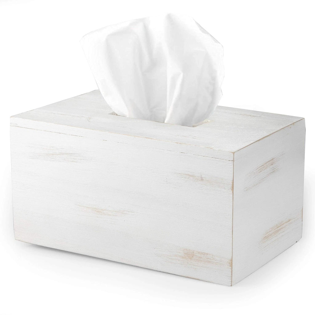 Ilyapa Wood Tissue Box Cover Rectangular - Rustic Farmhouse White Wooden | eBay