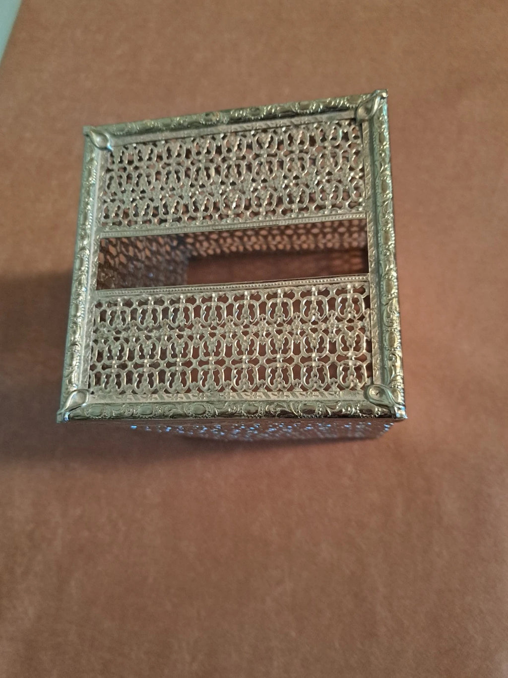MCM Gold Filagree Tissue Box Cover Square Metal | eBay