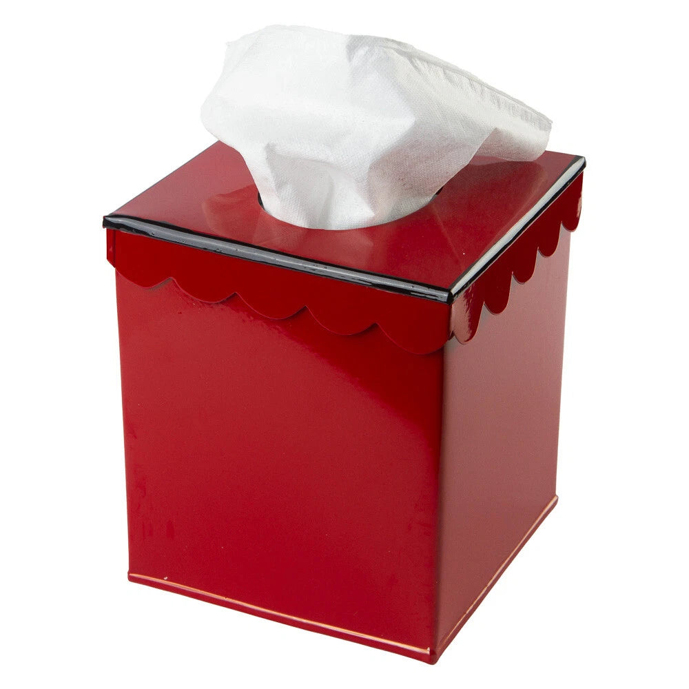 Set of 2 Red Enamel 5" Square Metal Tissue Box Covers | eBay