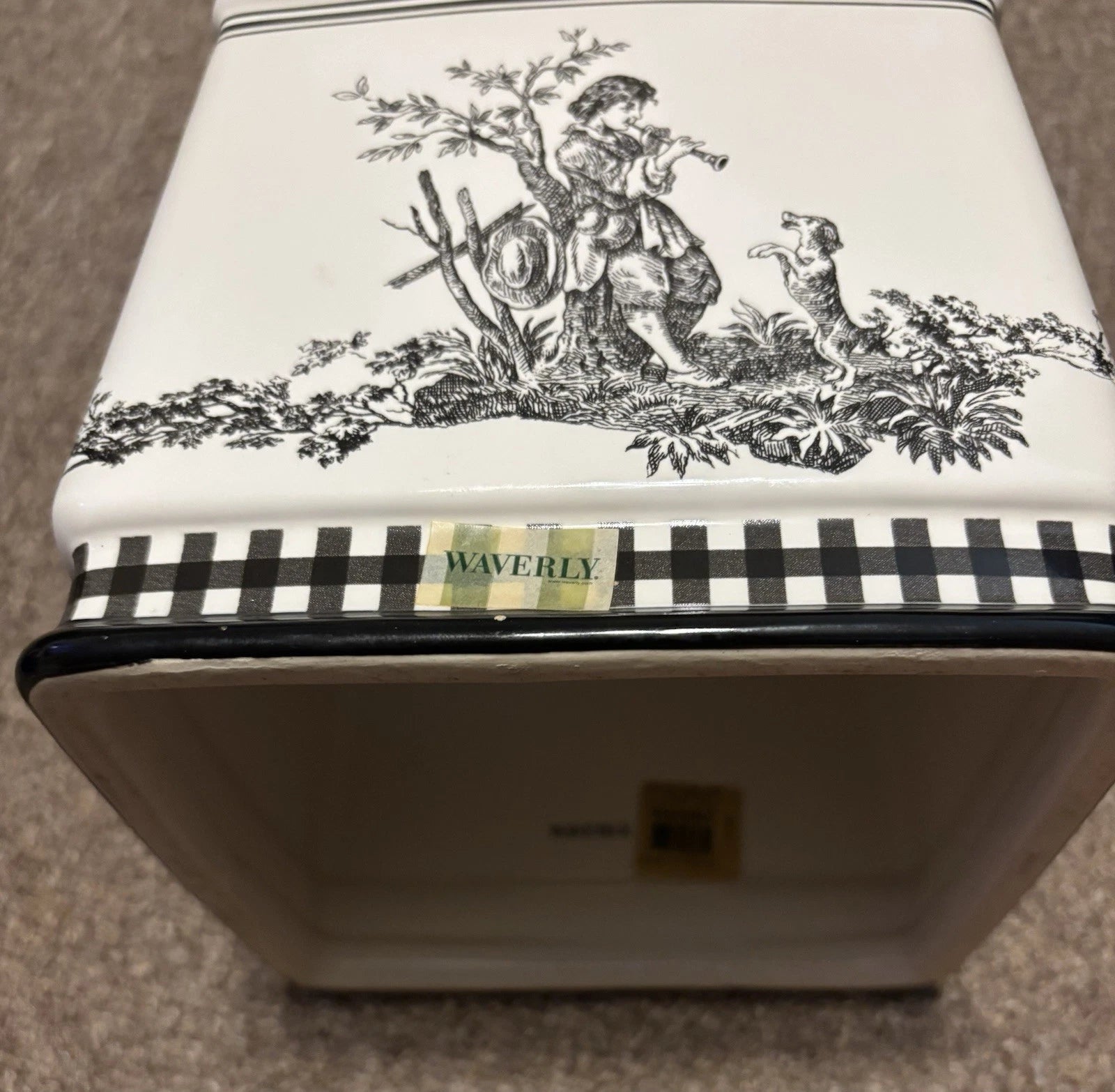 Waverly Black White Toile Tissue Box Cover Checkered Trim Farmhouse Cottage Chic | eBay