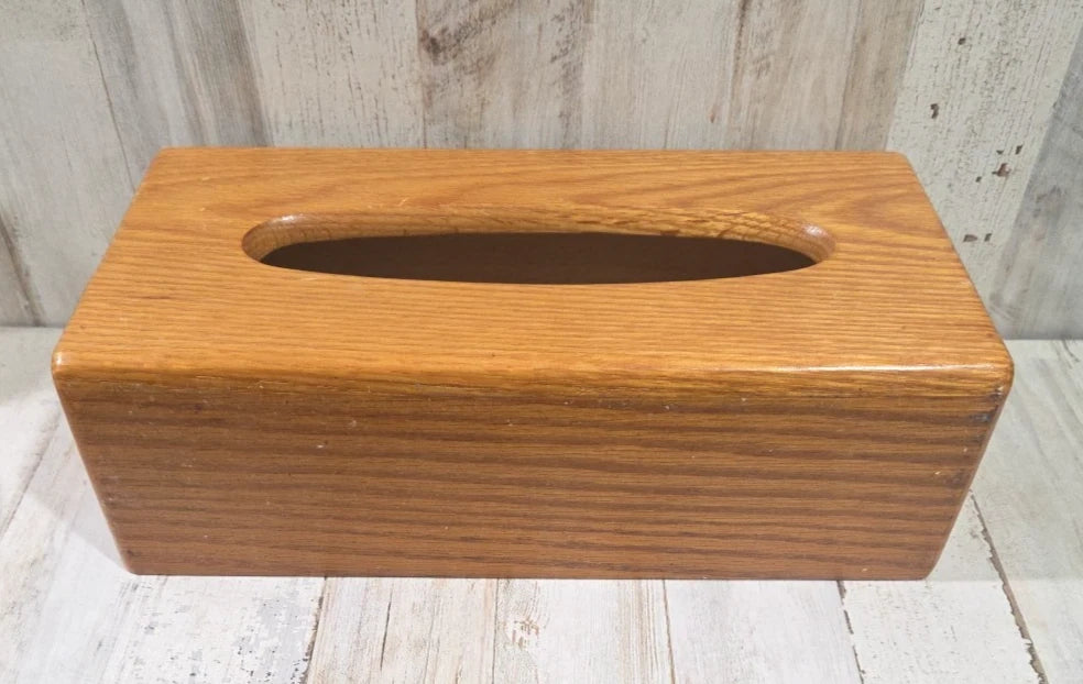Vintage Oak Wood Tissue Box Dispenser Rectangle Retro Fits 10”x5” Kleenex Holder | eBay