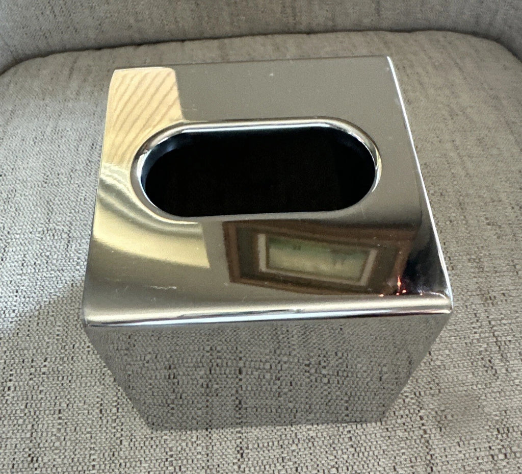 Square Metal Silver Tone Facial Tissue Box Cover Holder | eBay