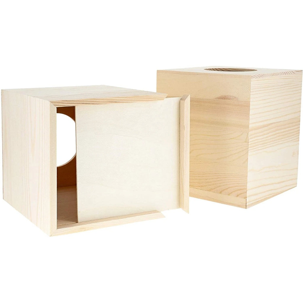 2 Pack Unfinished Wood Tissue Box Cover for DIY Crafts, Home Decor, 5x5.5 in | eBay