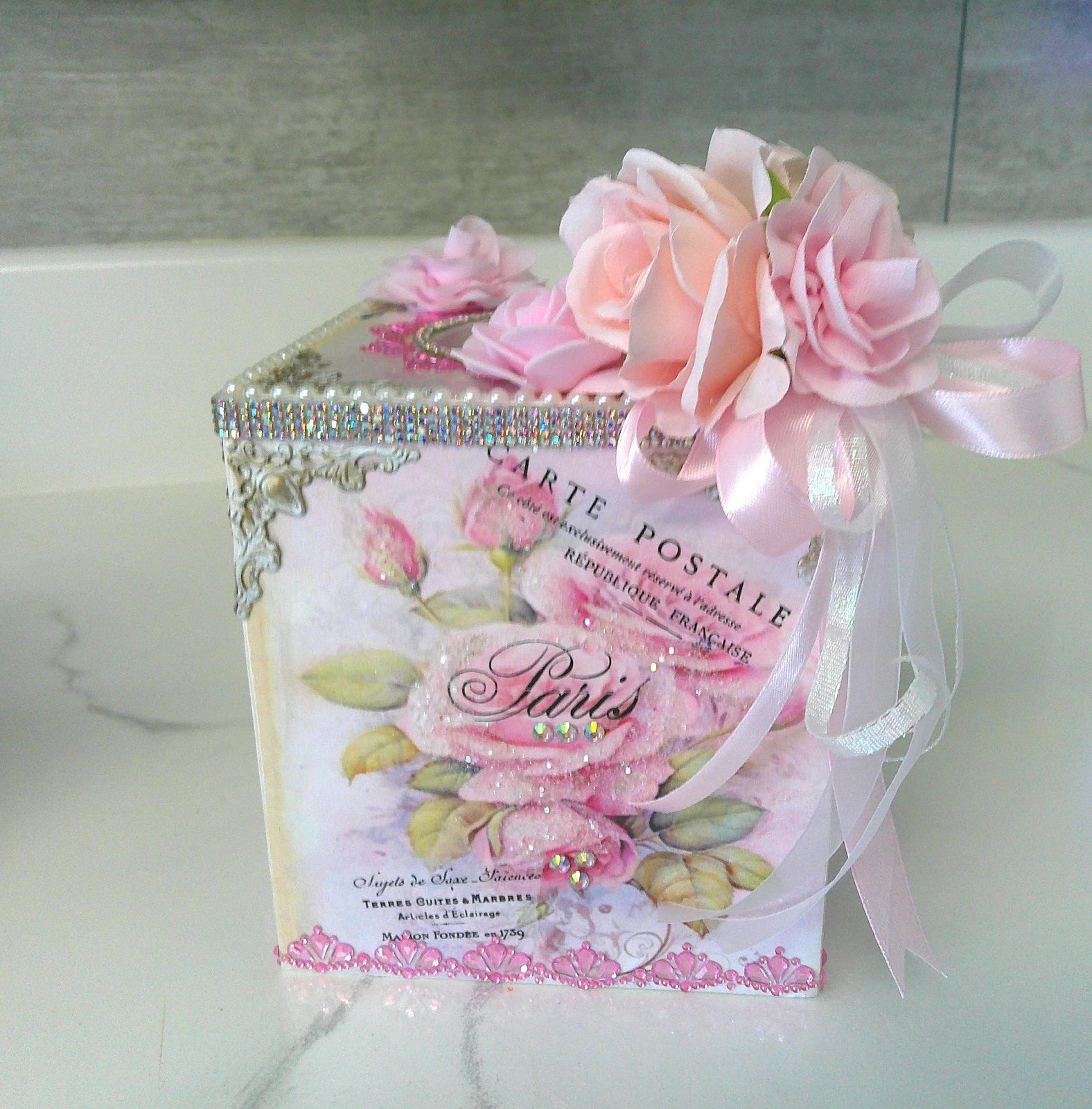 Shabby Chic Victorian Tissue Box Cover~French Inspired Design w/Rose Graphic | eBay