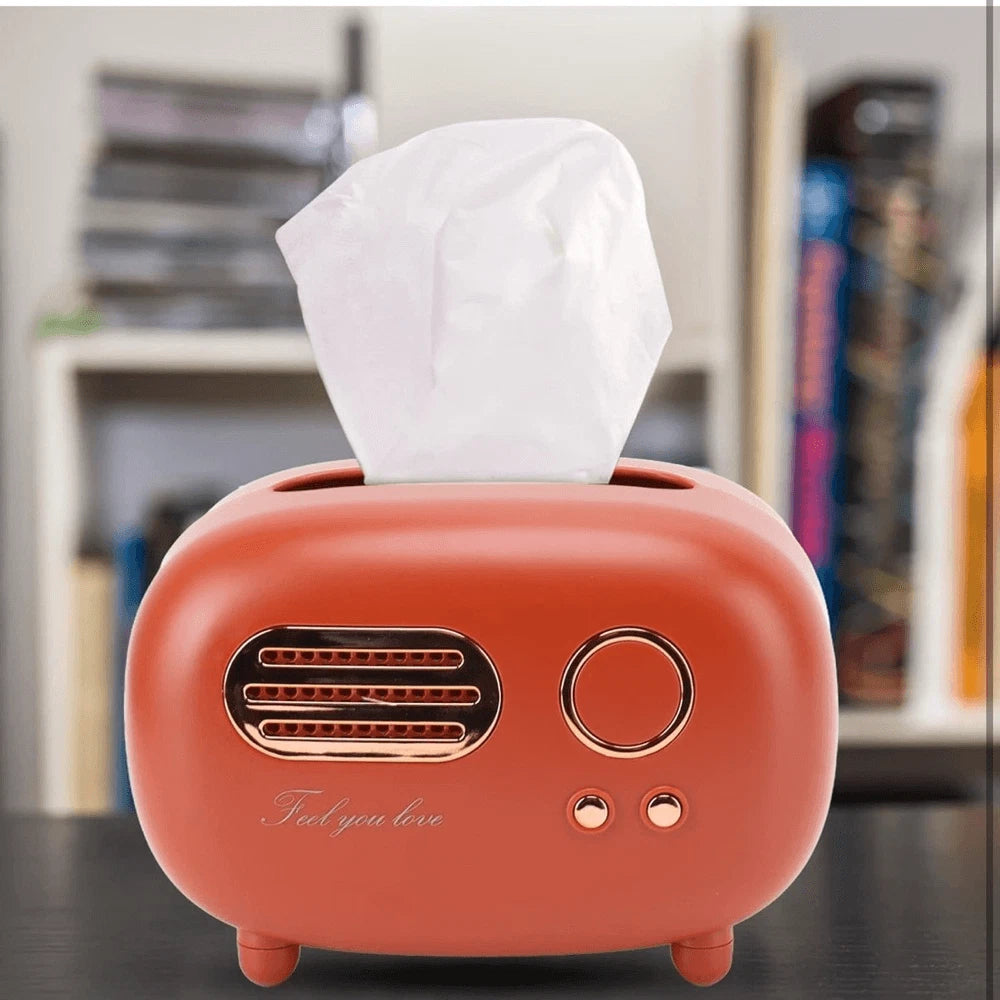 Tissue Cover Box Retro Radio Shape Tissue Box Holder Plastic Orange Red Gold | eBay