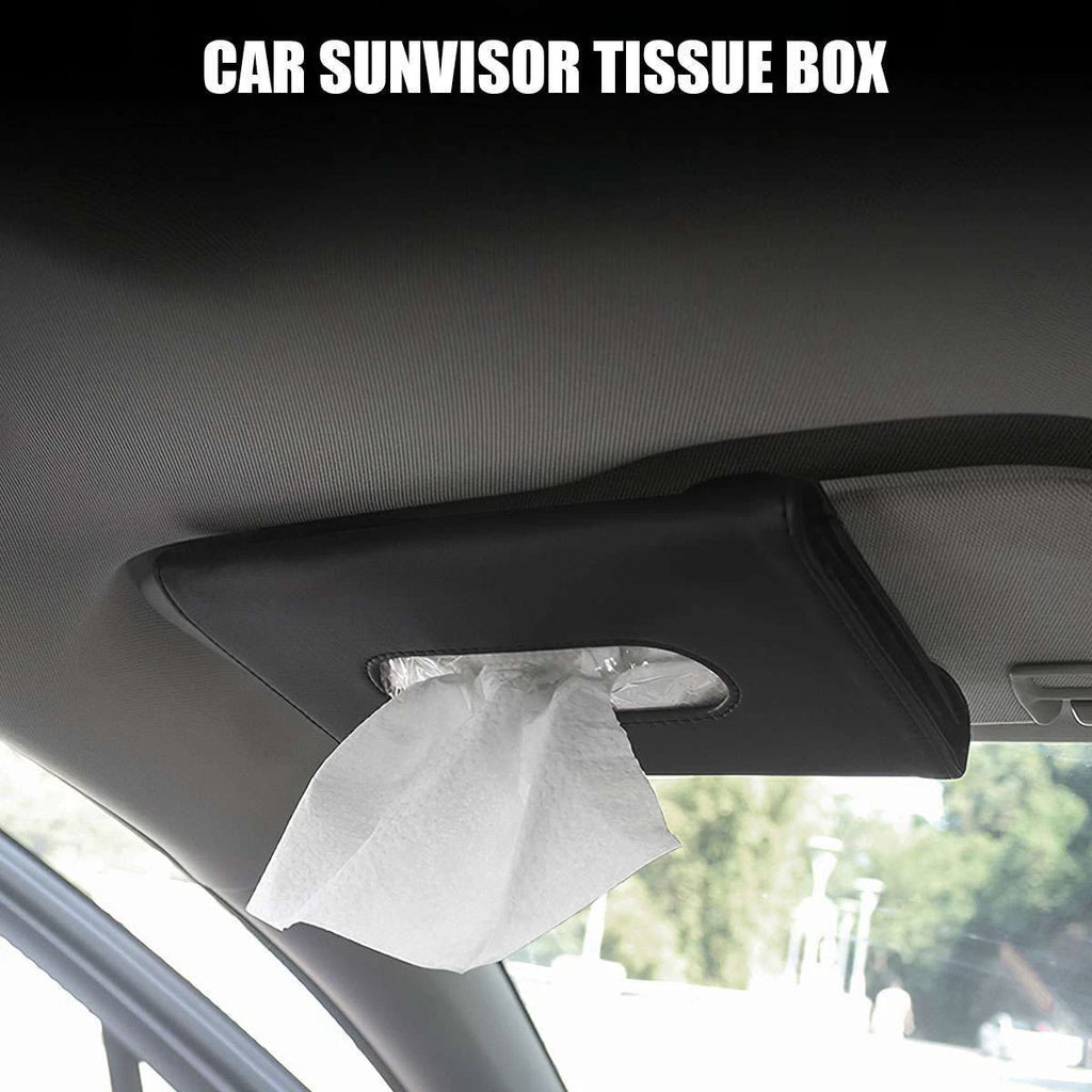 Car Tissue Box Holder For Sun Visor, Car Leather Tissue box (Black/Khaki) | eBay
