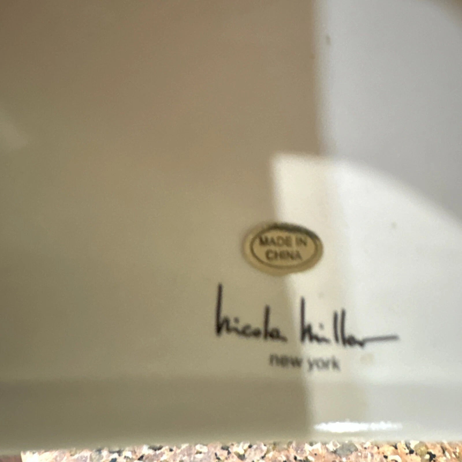 Nicole Miller Ceramic Tissue Box Cover Cream White Gray And Silver Trim EUC | eBay