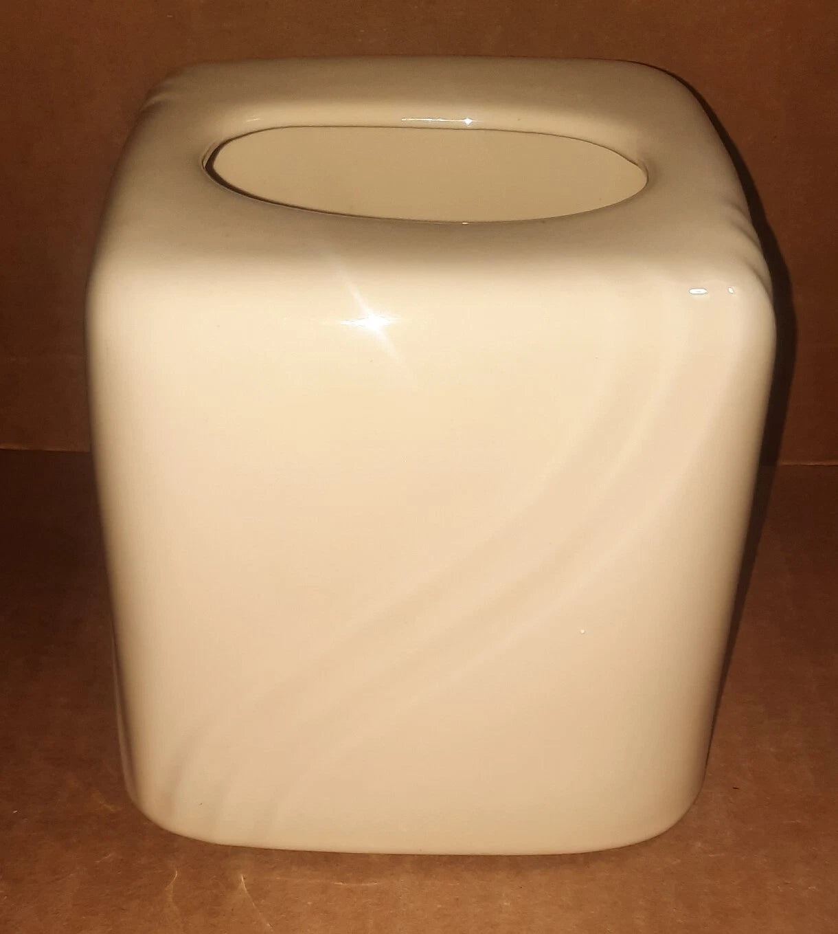 Tissue Box Cover Square Ceramic Ivory / Beige Color with Swirls | eBay