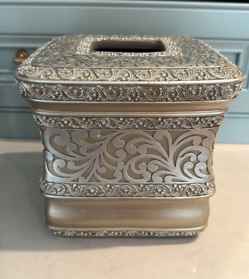 Elegant Gold And Silver Upright Tissue Box Holder | eBay