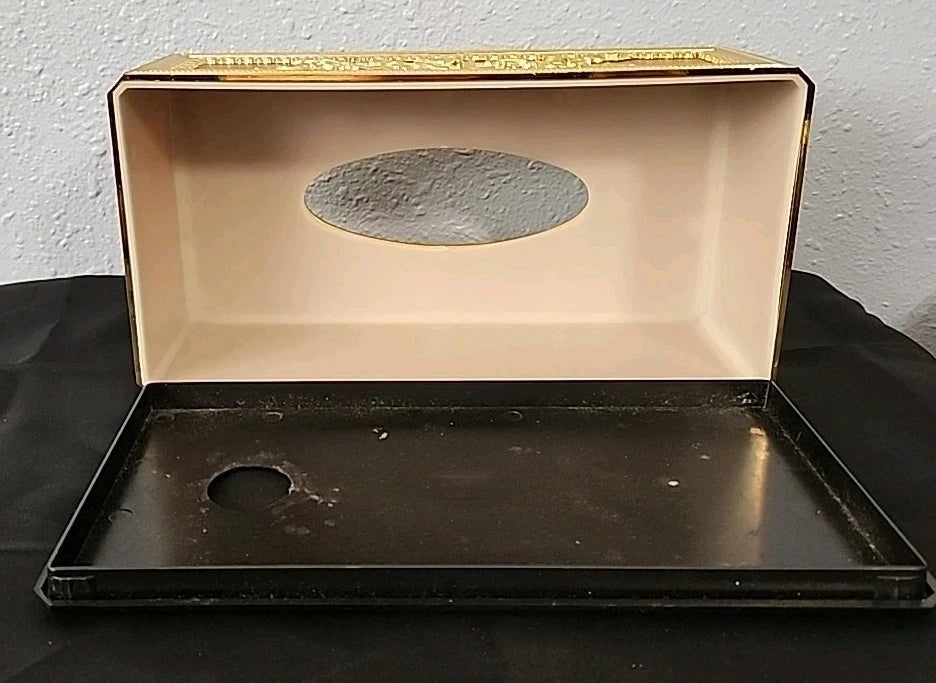 Tissue Box Holder Rectangular Plastic Resembling Wood & Gold | eBay