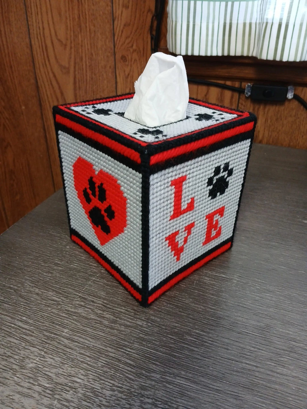 Love Paw Print Tissue Box Cover, Plastic Canvas | eBay