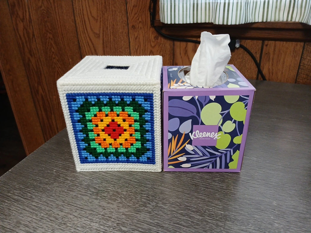Granny Square Tissue Box Cover, Plastic Canvas | eBay