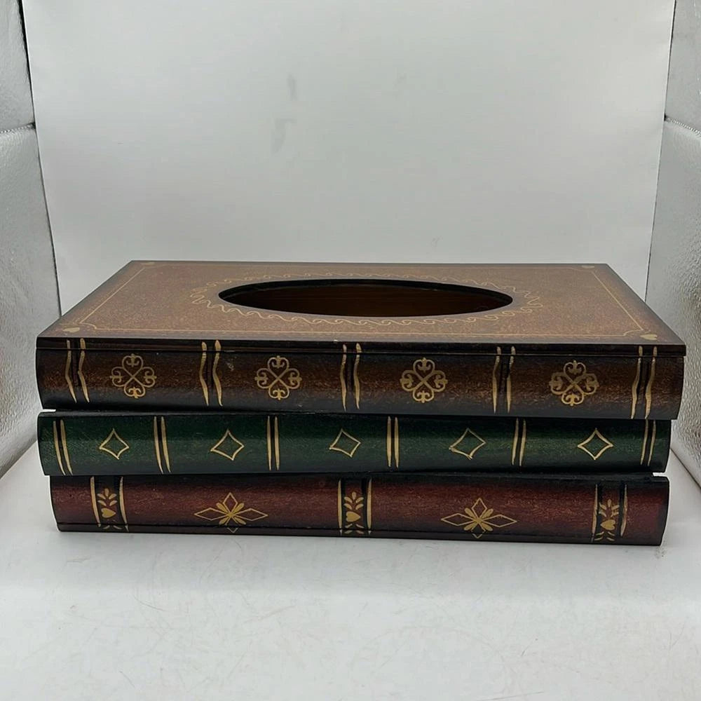Wooden Book Tissue Box Napkin Holder Dispenser Cover Case Home Decor | eBay