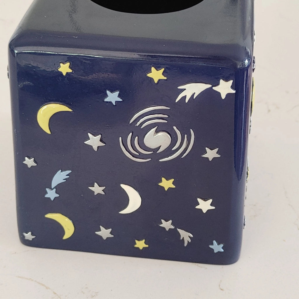 VTG Tissue Cover Box Celestial Stars Moon Solar Galaxy Blue 3D 80's 90's Upright | eBay