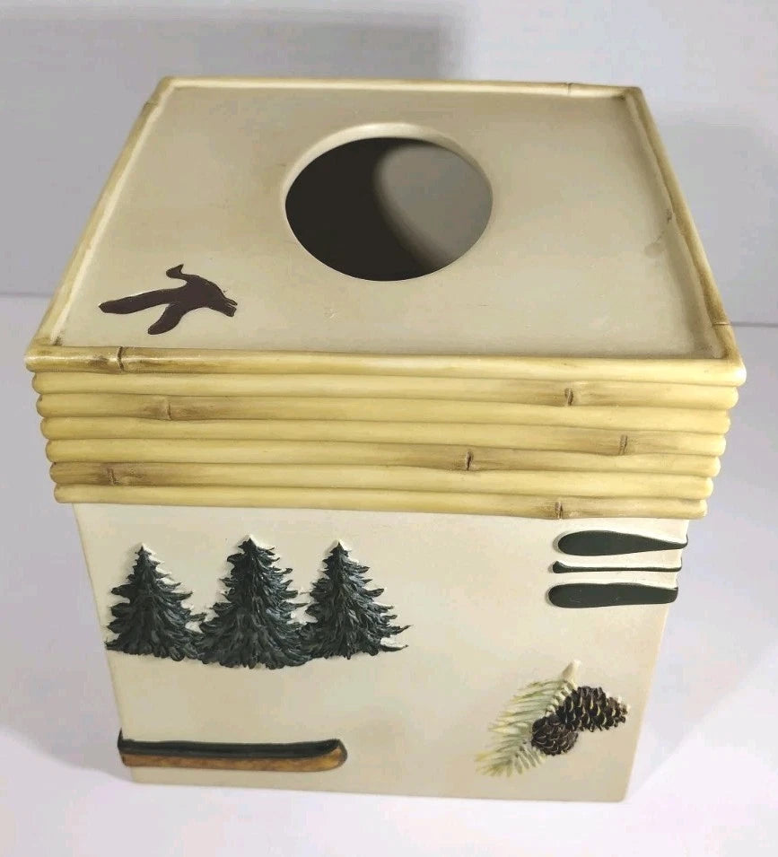 Outdoorsman Square Facial Tissue Cube Cover Bathroom Decor Accessory Cabin Lodge | eBay